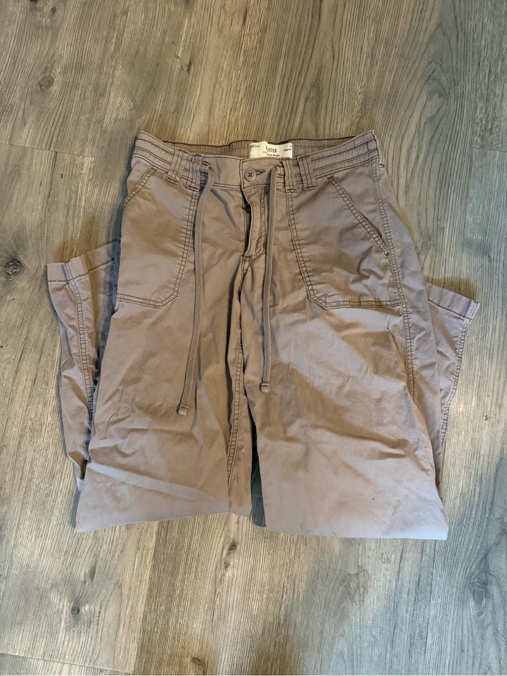 Hollister Wide Leg Drawstring Pants in Light Brown